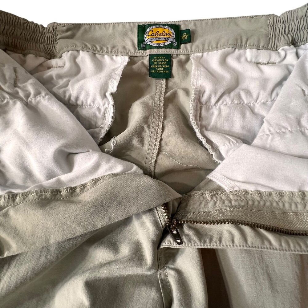 Cabelas Womens Outdoor Hiking Pants Zipper Pockets 12 Nylon Beige Active - Picture 5 of 13